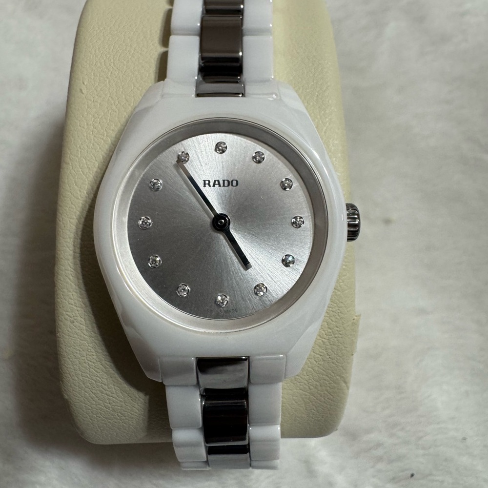 Rado White and Silver Watch with diamonds